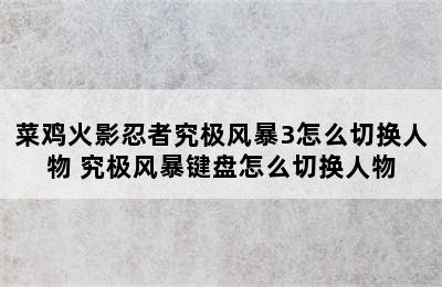 菜鸡火影忍者究极风暴3怎么切换人物 究极风暴键盘怎么切换人物